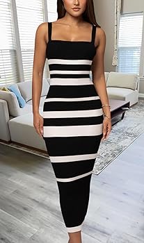 ワンピース Cotton Striped Ribbed Knit Dress New color] Cotton Striped Ribbed Knit Dress